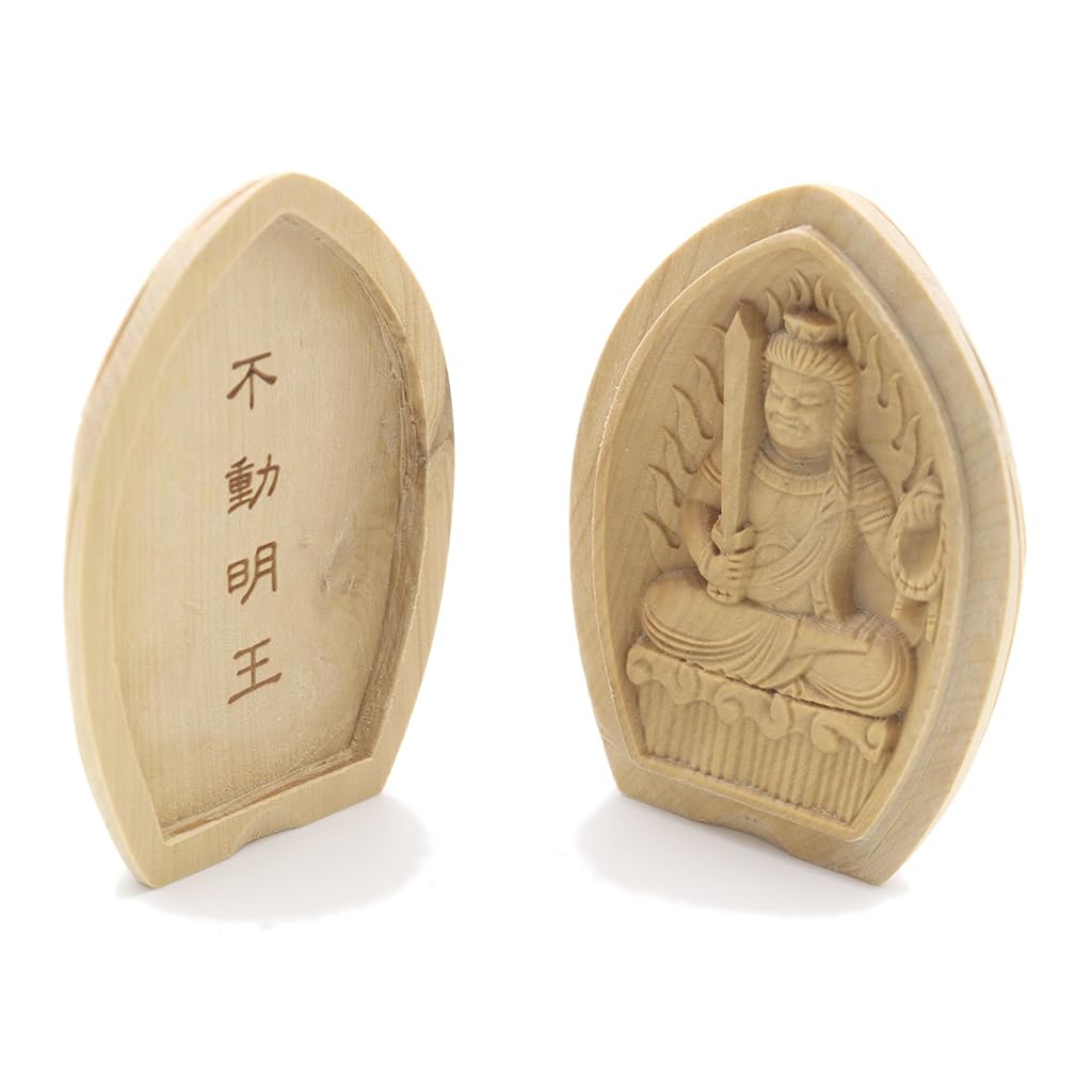 Kurita's meticulously crafted Buddhist statue: Guardian deity - Fudo Myoo seated statue (Lotus-shaped incense box Buddha [pocket Buddha]) Guardian dei