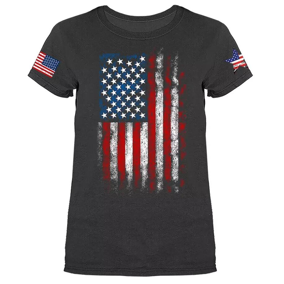 Large Vertical US Flag USA American Pride Patriotic Women039s T-shirt