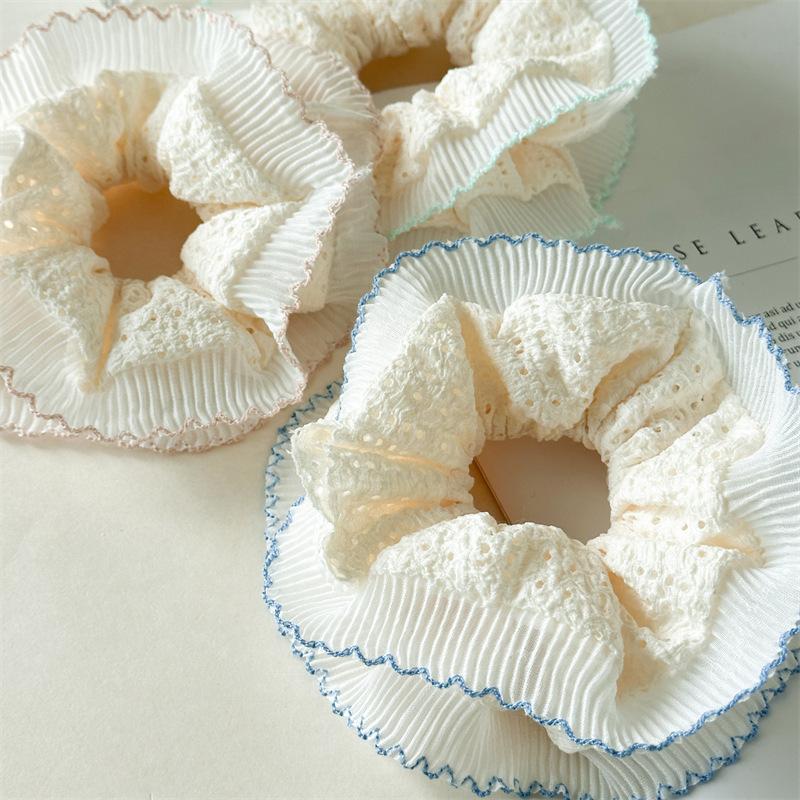 French Sweet Lace Intestine Loop Headband Women's Large Elastic Hair Rope Ringfor Girls Fashion Hair Accessories Headwear