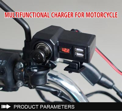 Carregador de telefone para motocicleta, carregamento rápido, 3,4a, usb duplo, 10-24v, com display de tensão, acessórios de modificação