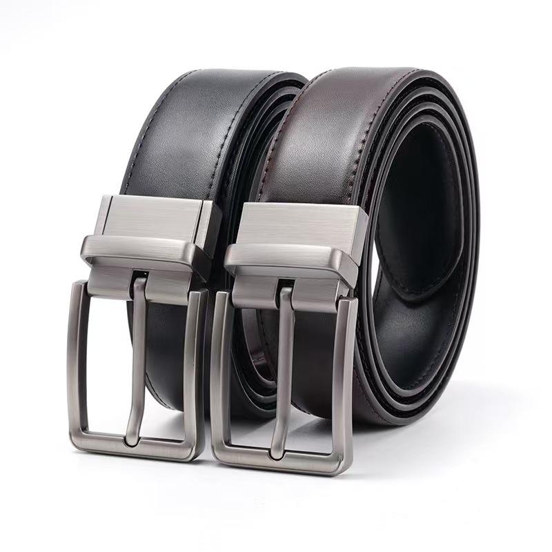 Men's Genuine Leather Belt, Rotatable Pin Buckle Dual-purpose Cowhide Belt