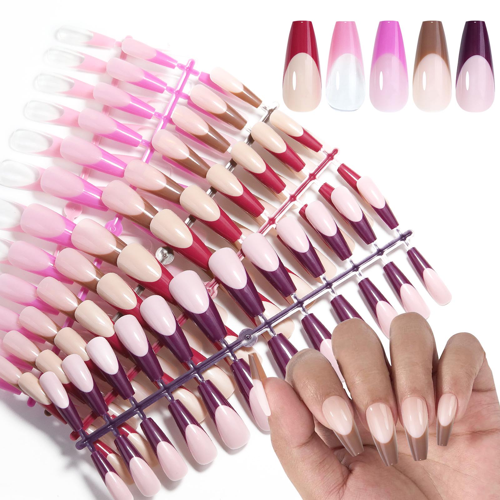 

Новые французские бесшовные миндалевидные короткие съемные накладные ногти - 120 штук