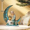 2D Flat, Moon Crescent Woman Holding A Lantern Desktop Decoration, with Base, Suitable for wall decoration, porch, room, villa, accents Home, Hallway,