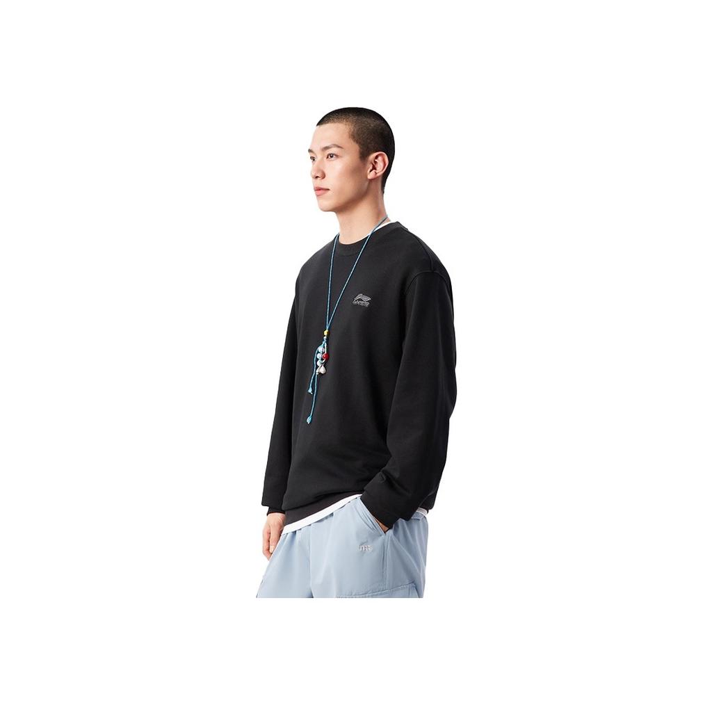Li Ning Logo Solid Color Comfortable Simple Inner And Outer Matching Student Style Running Sports Leisure Fleece Long Sleeve Sweatshirt AFDL40-1
