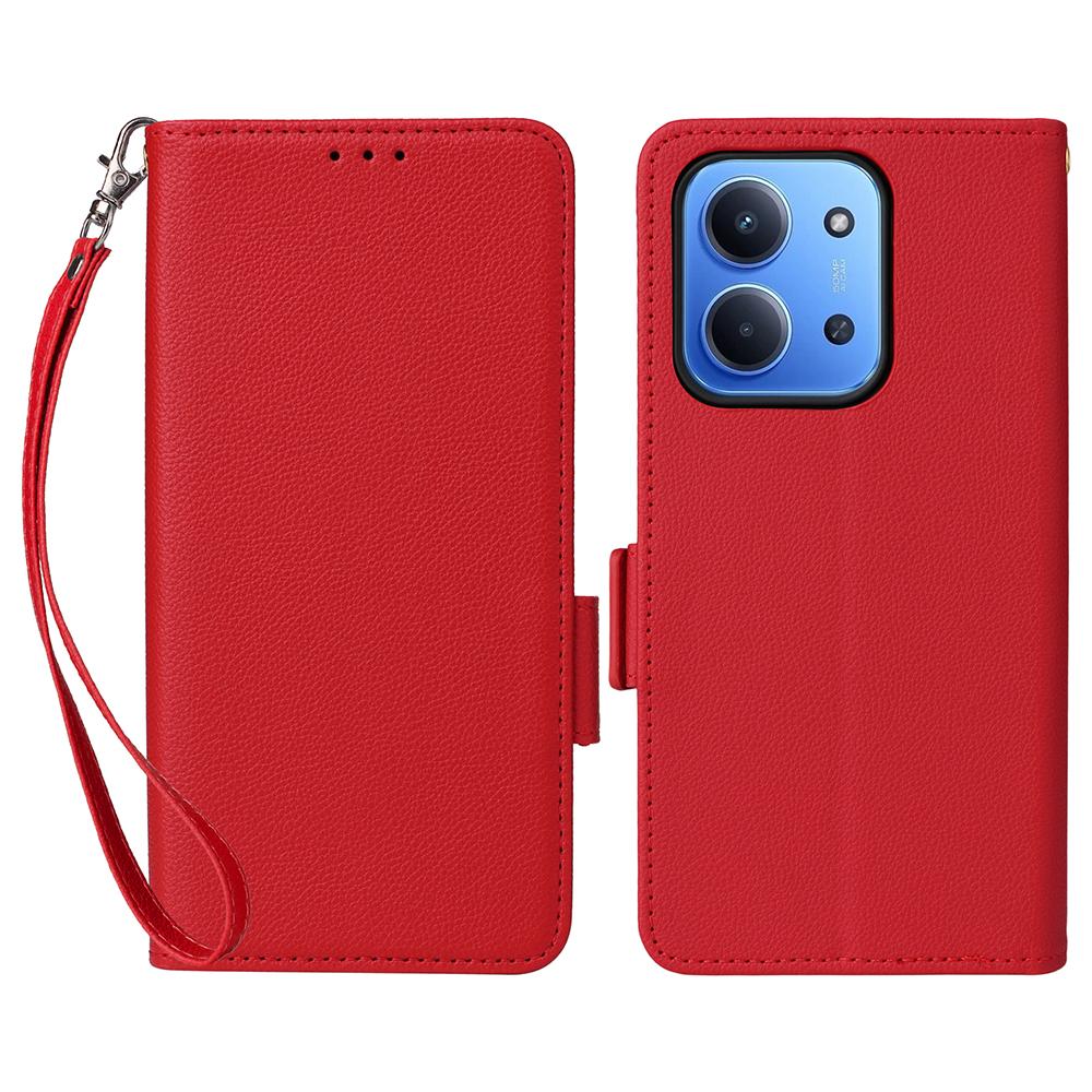 For Xiaomi Redmi 15C 4G (Global) (171mm)/Poco C85 4G Case with Wrist Strap Litchi Texture PU Leather Wallet Phone Cover