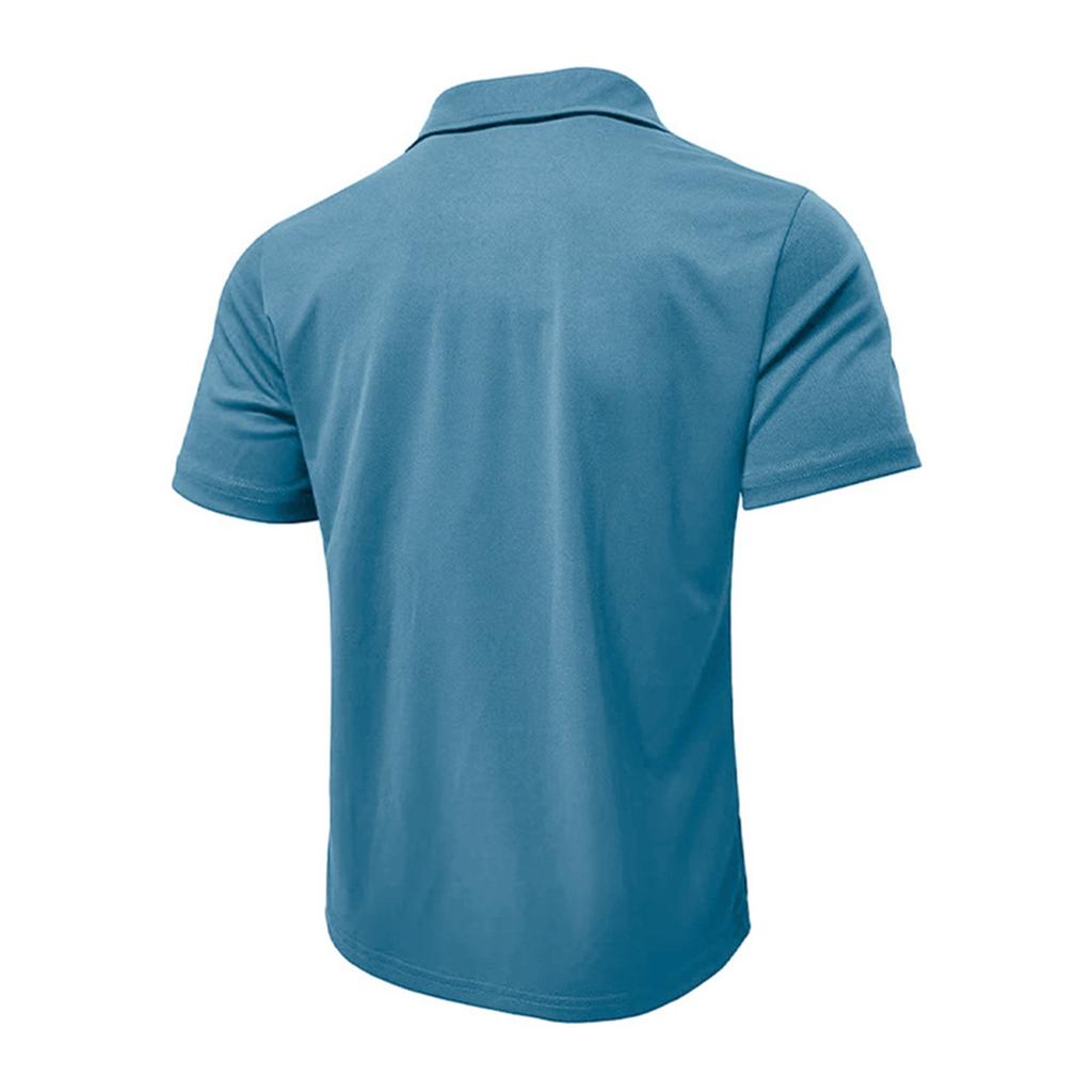 Men's Summer Solid Color Quick-drying Lapel Short-sleeved Sports T-shirt Tops