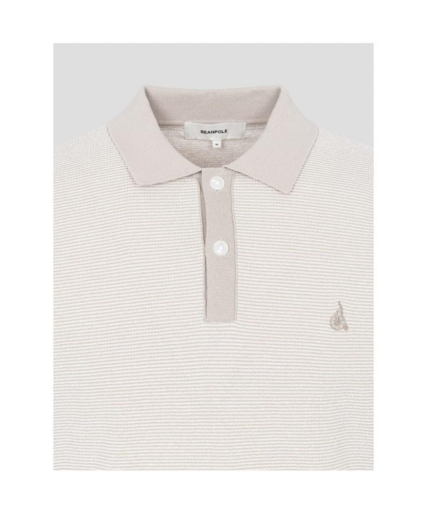 Binpolmen Two-Tone Textured Collar Neck Knit Beige