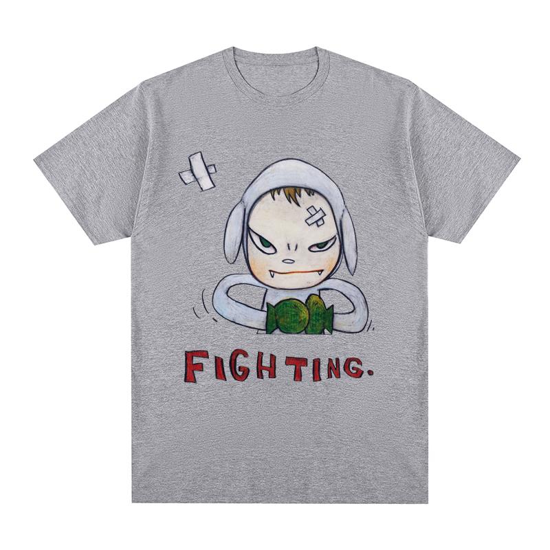 Футболка Yoshitomo Nara fight it out Хлопок Мужская футболка Новая футболка Женские топы S