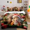 Christmas Squirrel In Santa Hat Bedding Duvet Cover Set  (1*Duvet Cover 2*Pillowcases, Without Duvet Insert)