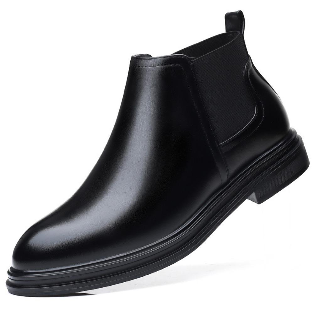 

British Leather Shoes Mens Pointed Chelsea Boots Business Casual Slip On Boots 38 чорний