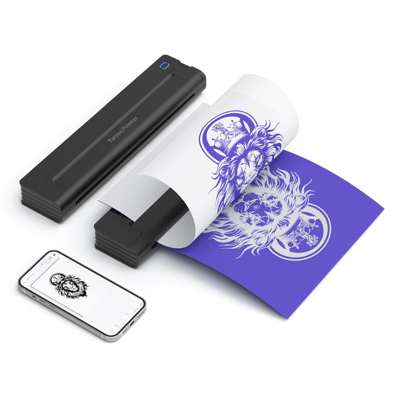 

Tattoo Stencil Printer Wireless Thermal Tattoo Transfer Printer with 10pcs Transfer Paper BT Connection App Control