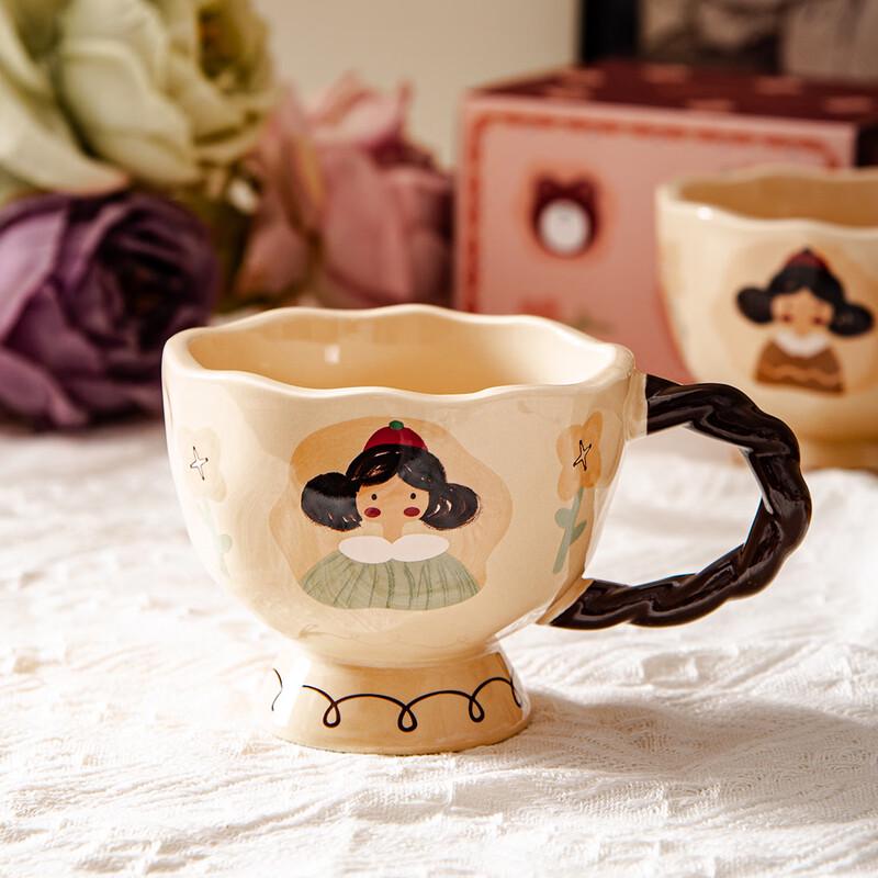 Shangqi Doukou Green Girl Ceramic Mug with Spoon and Gift Box