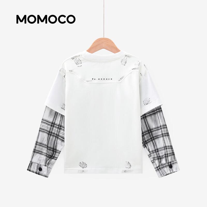 MOMOCO Boy's Fashion Faux Two-Piece Long Sleeve T-Shirt