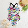 Girls' Digital Print Cartoon One-Piece Swimsuit – Medium & Large Sizes