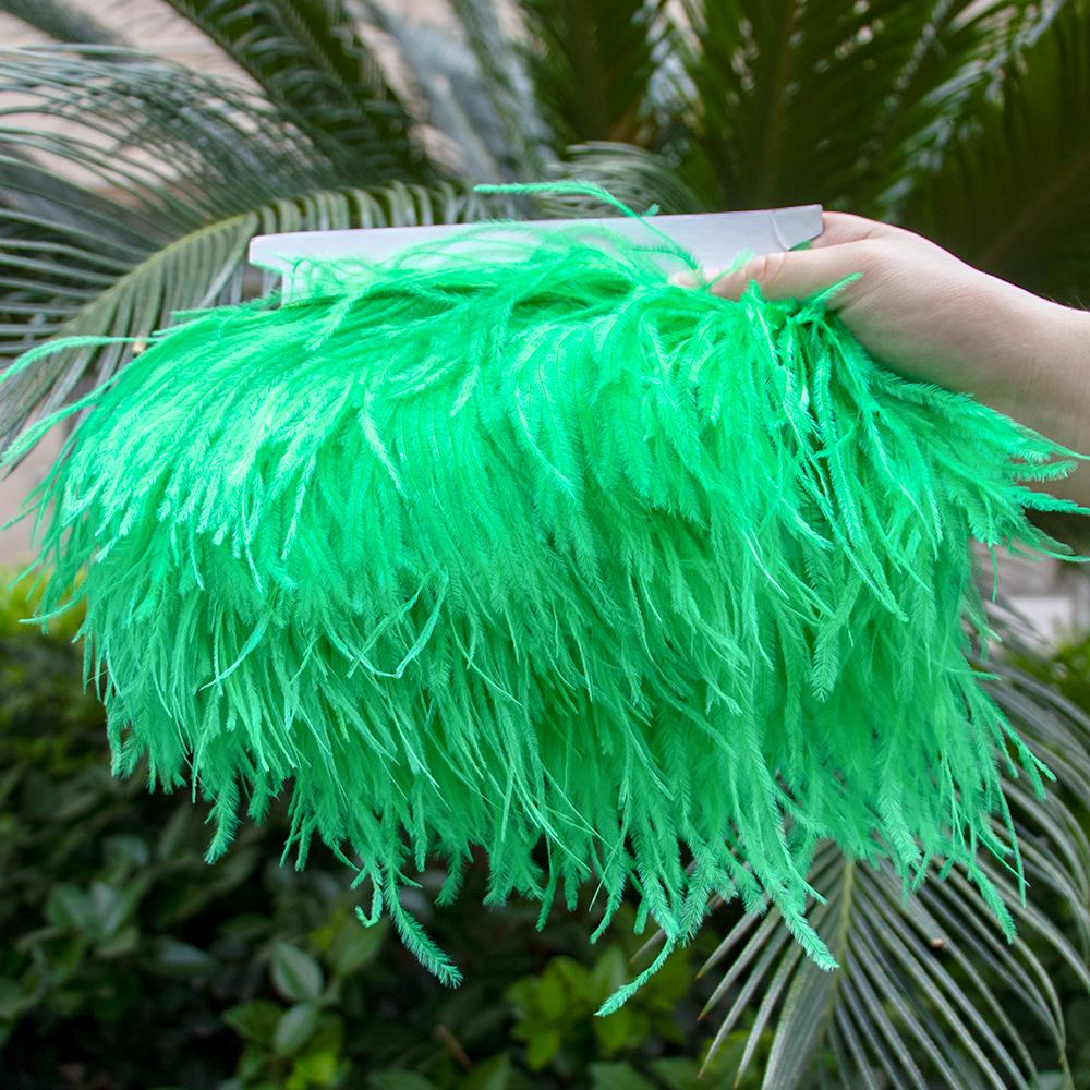 Feather1M Leather Pink Ostrich Feathers Trim 10-22cm Real Ostrich Plumes for Dress Sleeve Jacket Edge Burlesque Carnival Costume Design