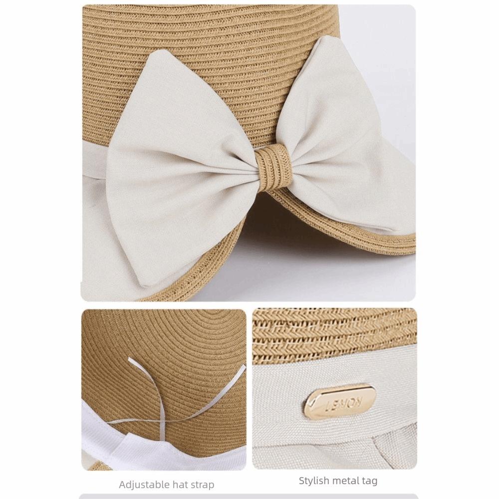 Weave Bow Fisherman Hat Large Bow Straw Hat Elegant Sunscreen Bucket Hat  Summer