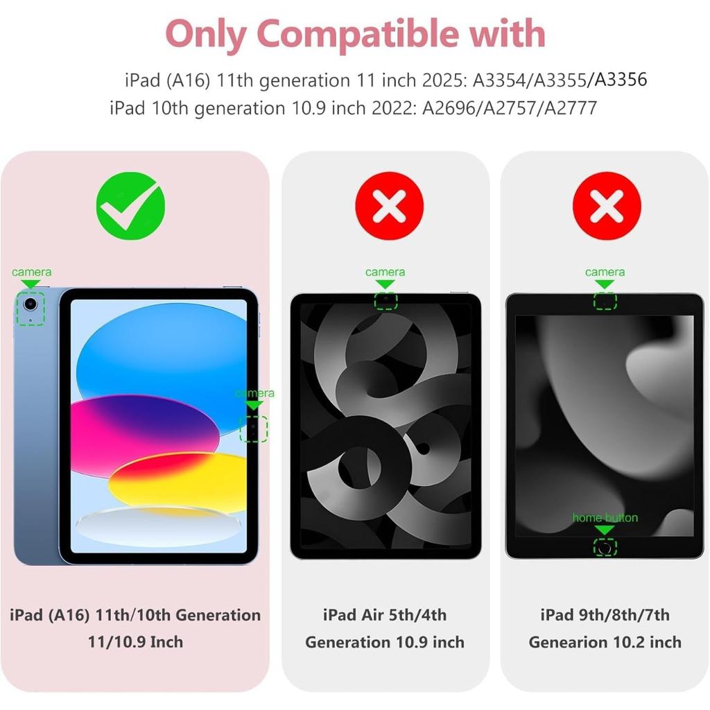 for iPad (A16) 11th Generation Case 11 Inch 2025, for iPad 10th Generation Case 10.9 Inch 2022, Trifold Stand Protective Cover