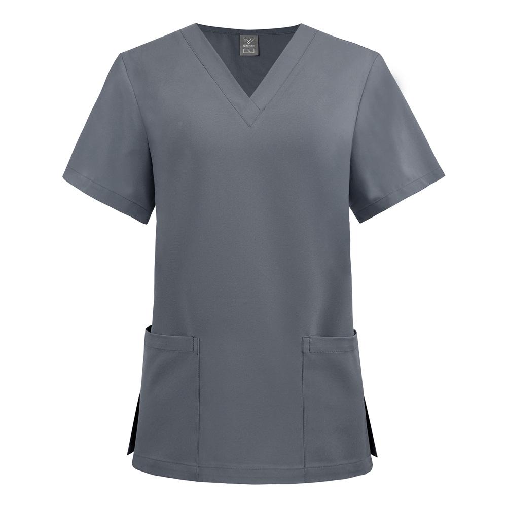 

Женские топы для скраба с коротким рукавом: Эластичный трансграничный дизайн для медсестер, врачей, косметологов и больничного персонала M