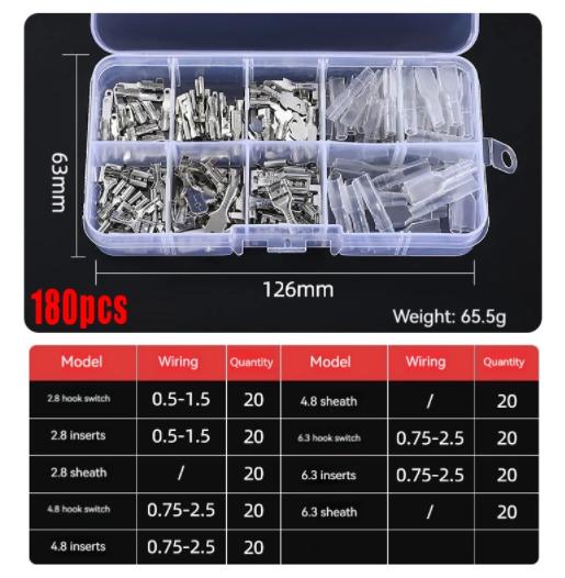 120 PCS Gold Silver Docking Terminal Cable Bare Terminal Spring Insert Sheath Terminal Set  Female Pair Terminal Box