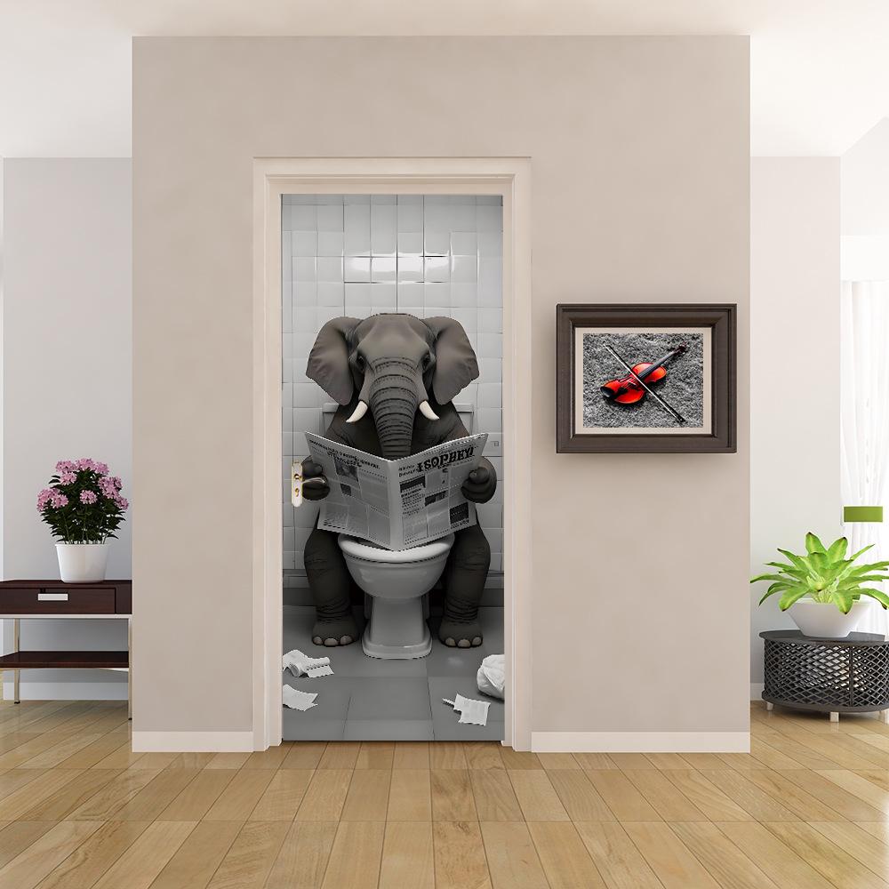 Fantastic Animal Self-Adhesive Wallpaper, Bedroom Self-Dipping 3D Door Sticker, Advanced Waterproof Door Frame Sticker