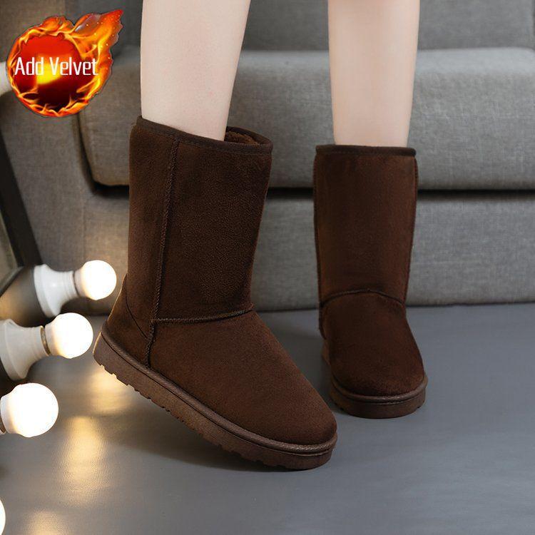 

Модные Зимние Теплые Женские Снежные Ботинки Большого Размера Полувысокие с Круглым Носком на Платформе Женская Обувь Готика Удобные и Элегантные Утепленные Ботинки 36