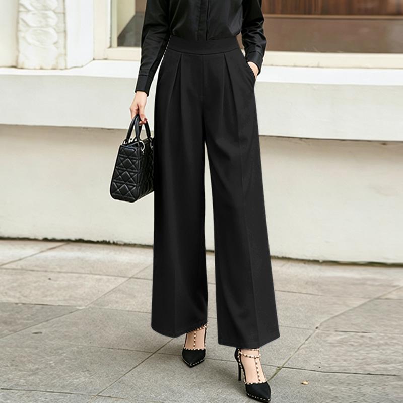 ZANZEA Pantaloni lunghi larghi larghi in vita elastica casual da donna