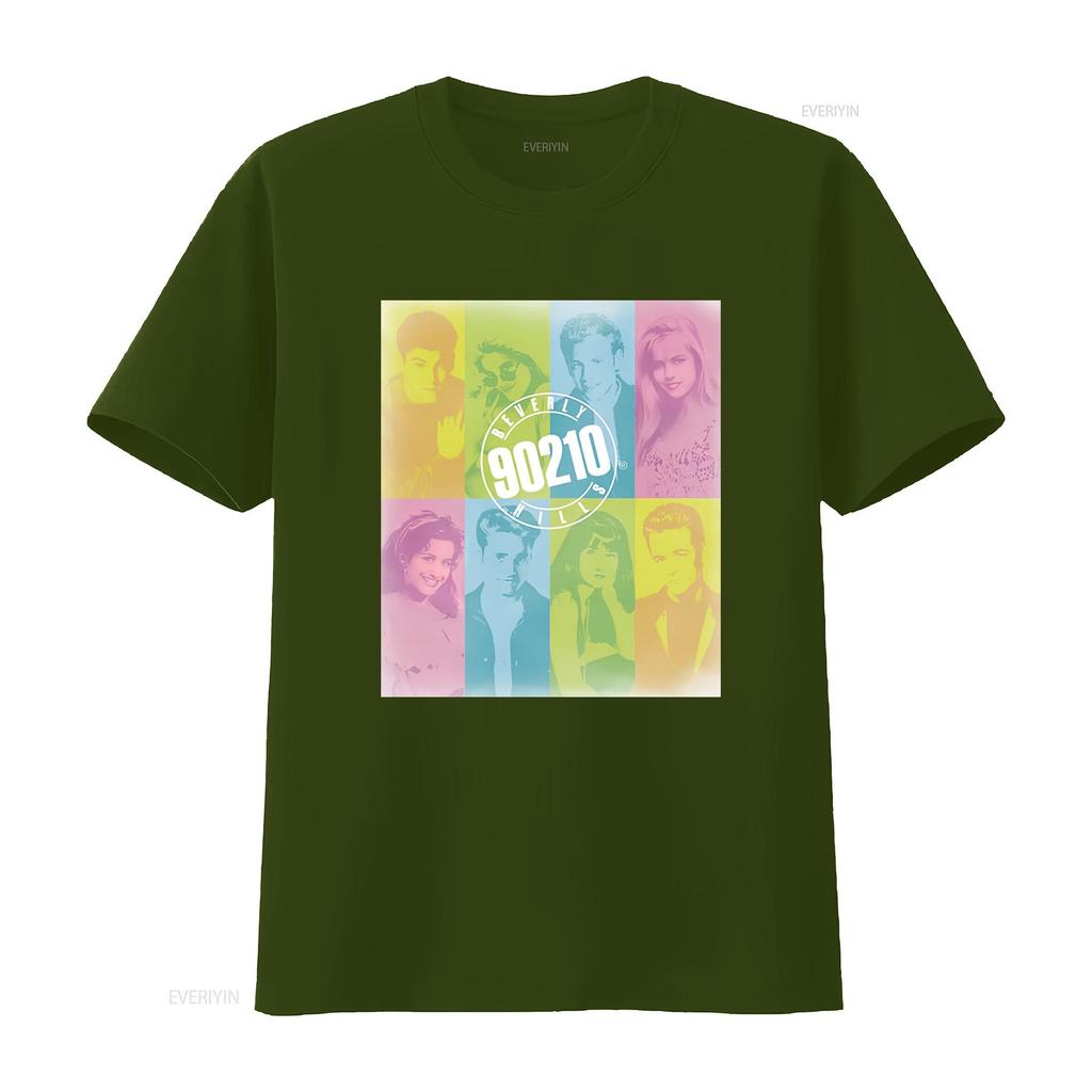 Beverly Hills 90210 Cast Color Block T Shirt for Retro TV Show Fans White Vintage Washed Soft Breathable Slightly Graphic