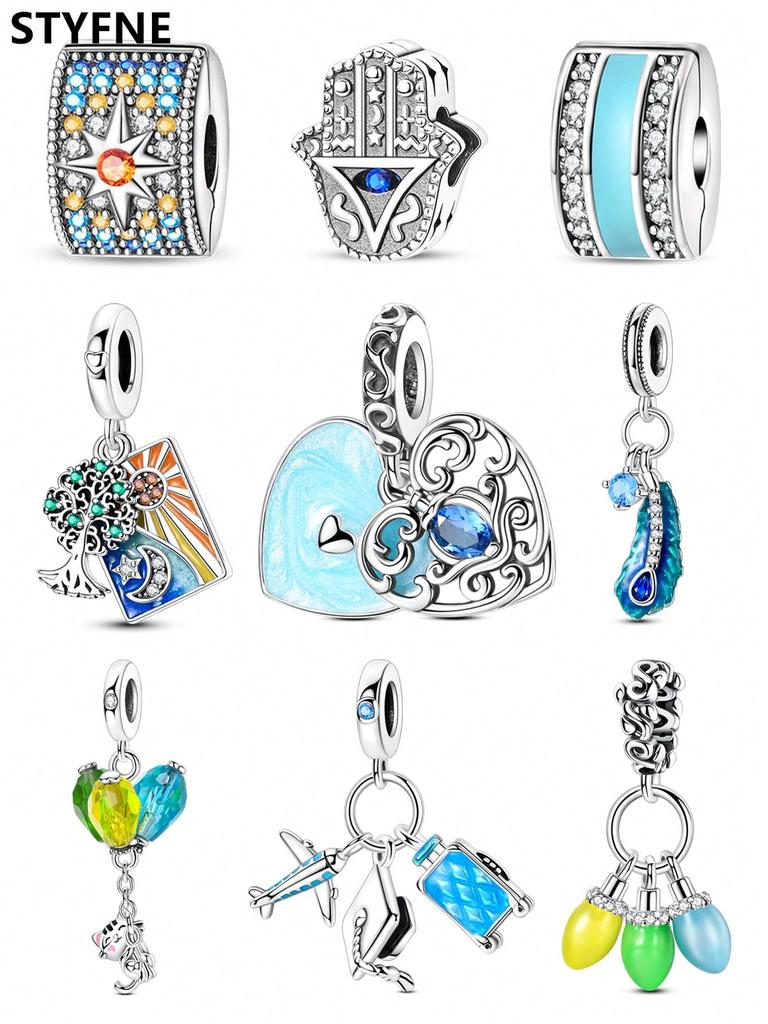 Charms Plata Balloon Cat Pumpkin Carriage Bead Charm Copper Plated Fit Copperoriginal Bracelet For Jewelry Making Diy Charm