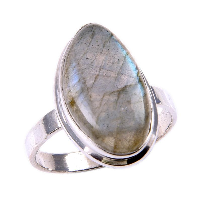 Natural Labradorite Gemstone 925 Solid Sterling Silver Jewelry Ring Size 9 G8r40