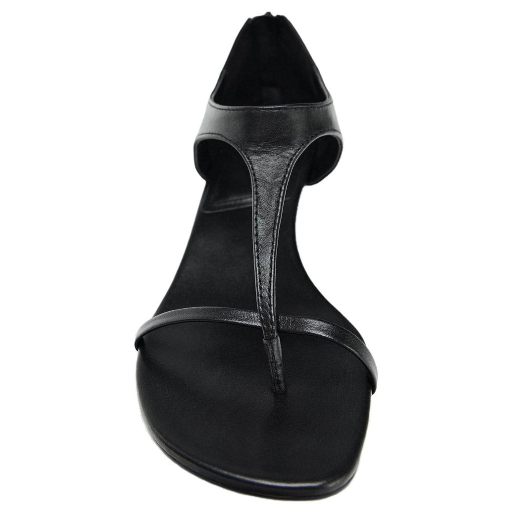 Zara Vintage Round Toe Ankle Strap Low Kitten Heel Leather Sandals Women Sandals Black 11332510800