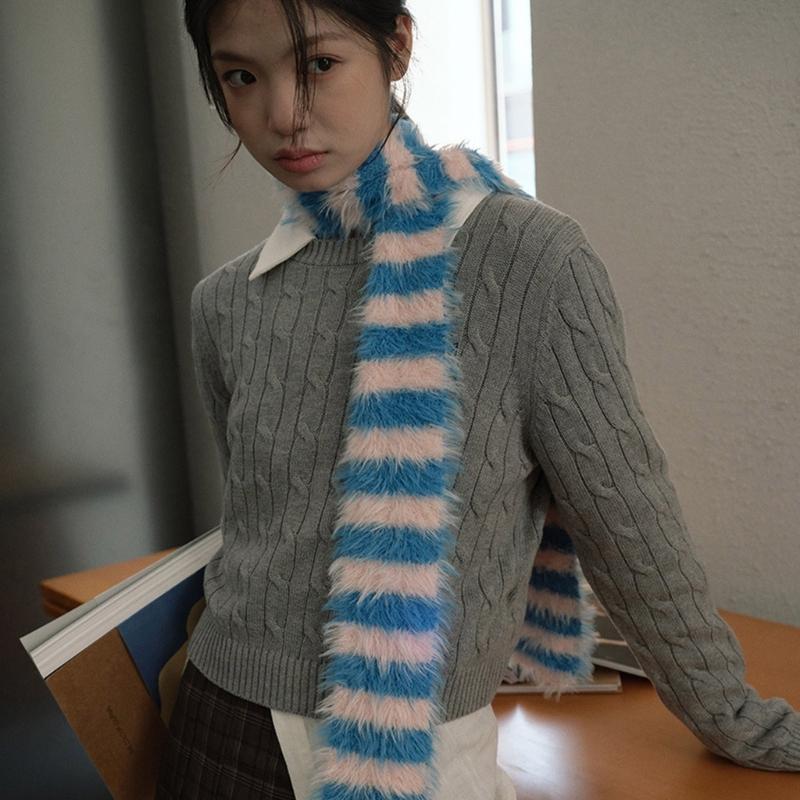 Knit Scarf for Women Long Skinny Belt Necktie Neck Scarf Girls Photo Props Long Neckerchief Skinny Scarf Necktie