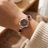 Rhinestone Rotundity Shaped Watch with Adjustable Bracelet Women Wristwatch Wrist Decoration  Gift