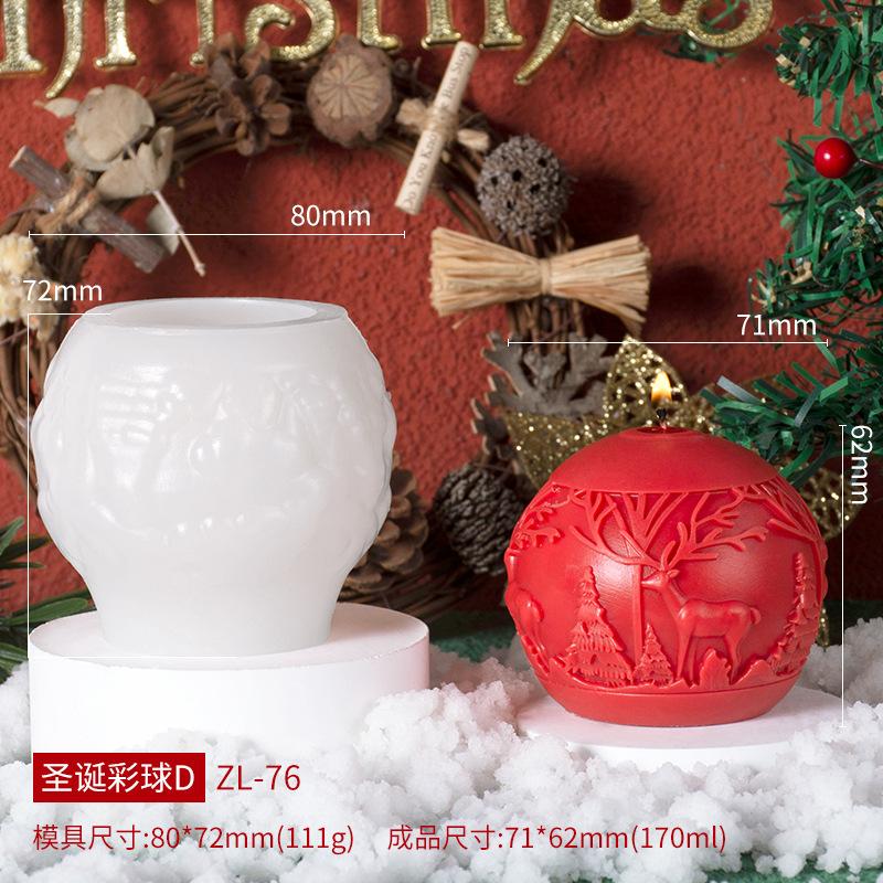 Christmas Ball Aromatherapy Candle Silicone Mold Elk Christmas Tree Ball Fragrance Stone Mold Christmas Ball Manufacturing Mould