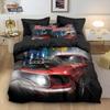 Racing Sports Car Print Bedding Set: Customizable Three-Piece with Pillowcase