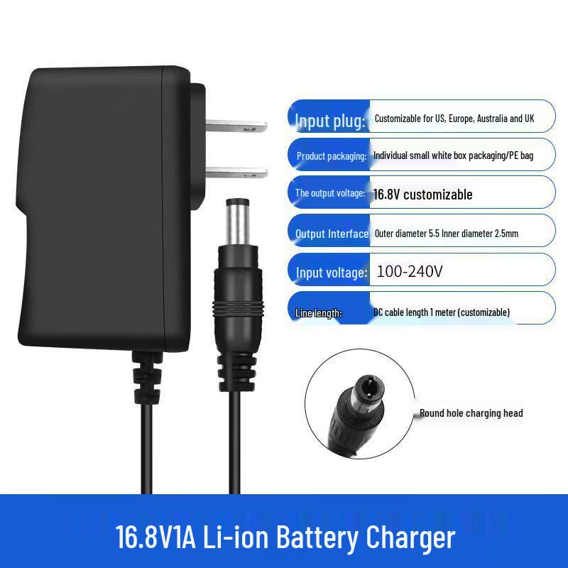4.2V/8.4V/12.6V/16.8V 1A Lithium Battery Charger for 18650 Polymer Batteries