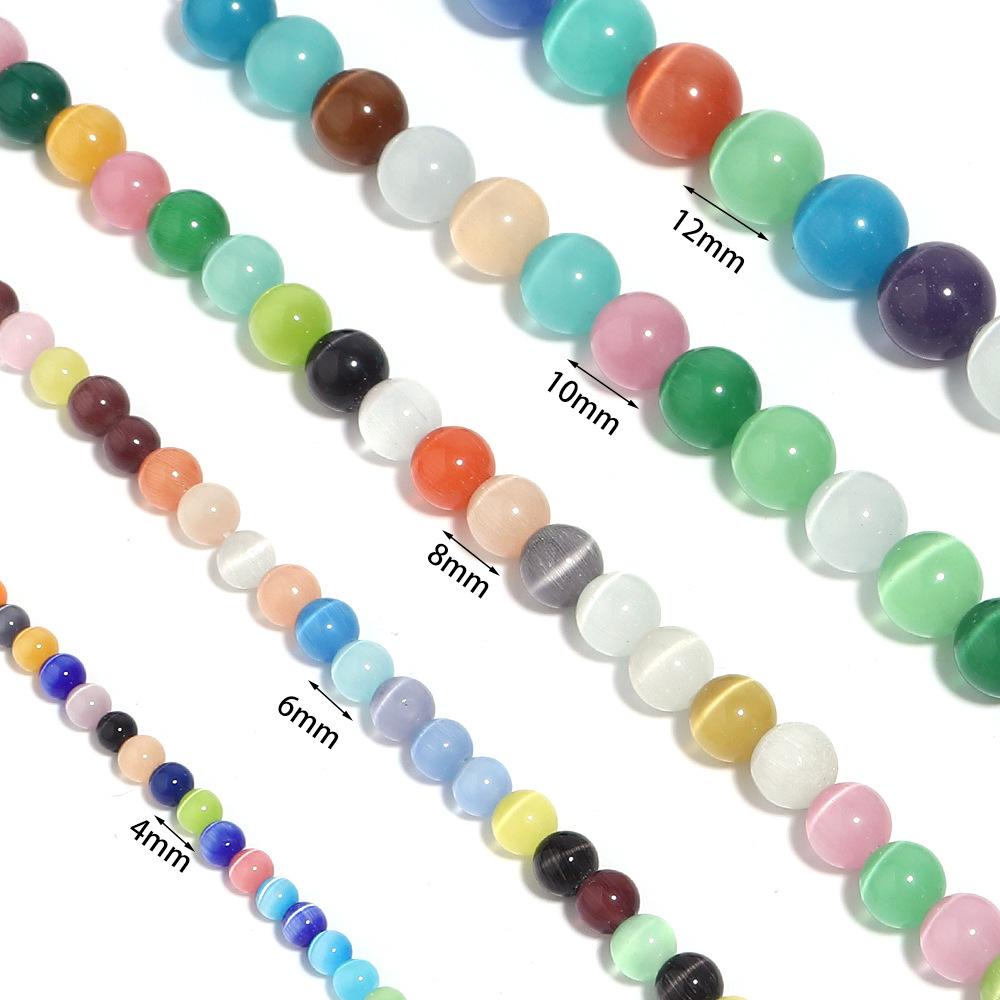 Colorful Blending Opal Round Loose Stone Beads for Jewelry Making DIY Charm Bracelet 15'' Strand 4/6/8/10/12mm