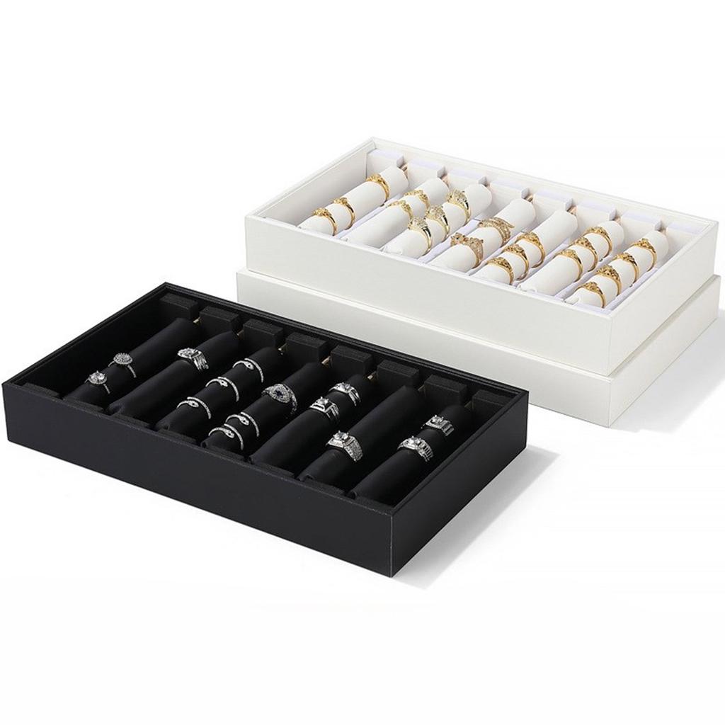 Multifunctional Jewelry Organizer Case with Movable Ring Rods Ring Storage Container Stylish Jewelry Exhibition Tray