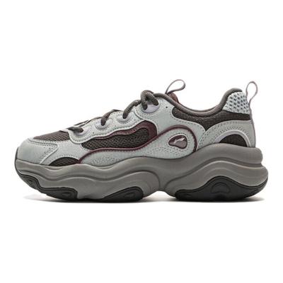 Li Ning Honey 2 Vielseitige Retro-Mode-Freizeitschuhe mit dicker Sohle Damen-Sneaker Grau-Braun AGCV002-1