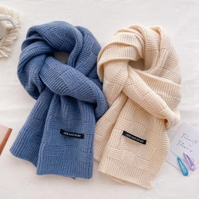 New Knitted Wool Scarf Women's Autumn and Winter Thickened Warm Student Couple Scarf Men's Versatile Trend