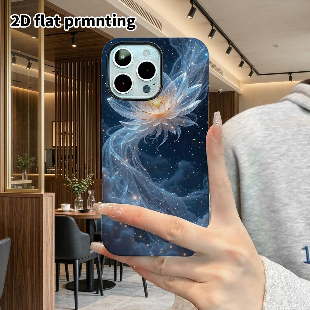 Phone Case: 2D Flat Suitable for iPhone 18 17 16 15 14 13 Pro Film Protective Case, Couple Style, Starry Sky Crystal Lotus, Christmas and Halloween Gi