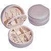 Simple Fashion Solid Color Small PU Leather Jewelry Box Circle Shaped Jewelry Box Earrings Jewelry Earrings Necklace Storage Box