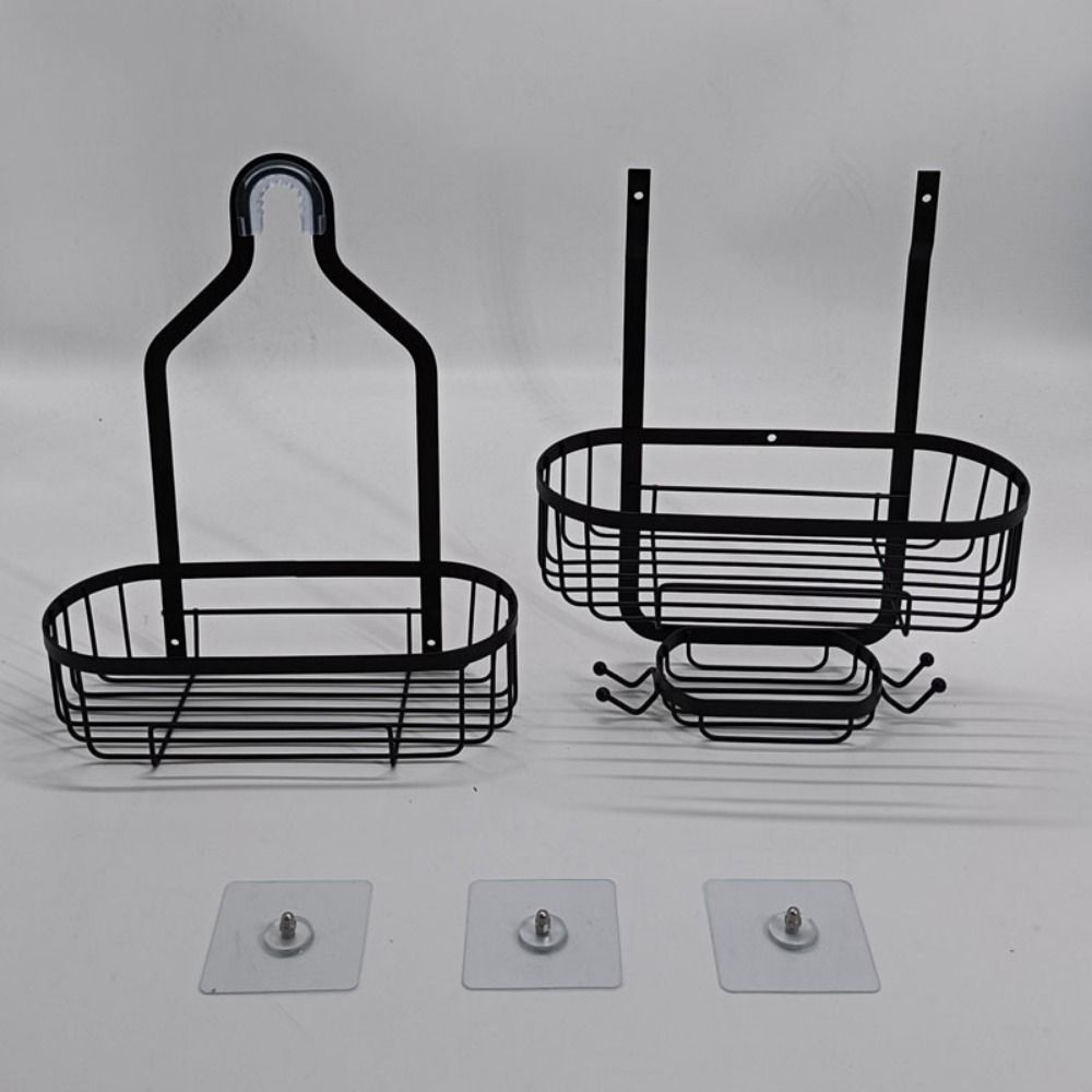 Durable Hooks Hanging Shower Basket Anti-Swing No Drilling Soap Holder Extra Wide Space Detachable Storage Rack Bathroom