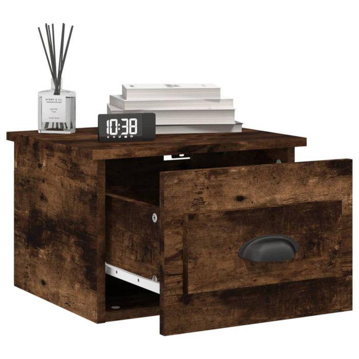VidaXL Wall-mounted Bedside Tables 2 Pcs Smoked Oak 41.5x36x28 Cm 816387