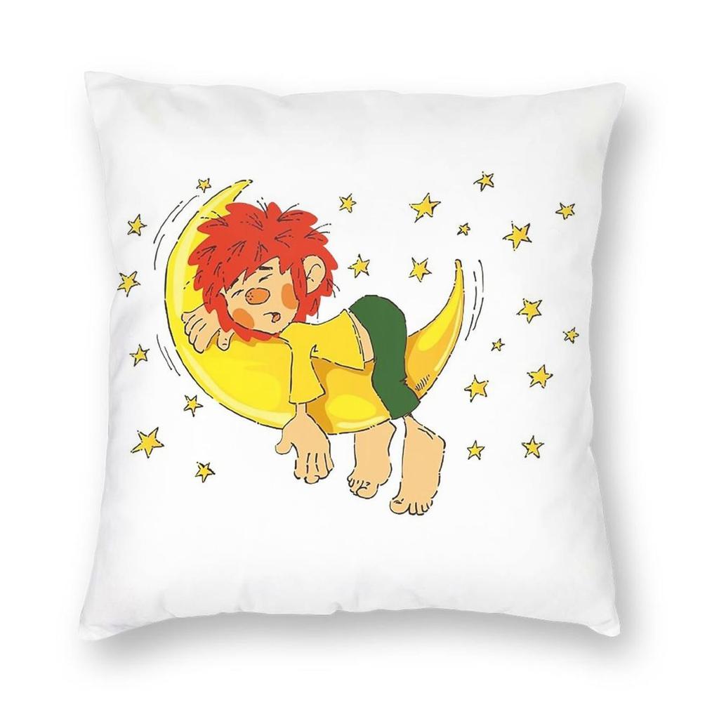 Pumuckl E Le Stelle Gialle Federa Quadrata Poliestere Lino Velluto Stampato Zip Decorativa Federa Copricuscino per Casa