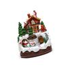 Lighted Musical Christmas Cabin Figurine Music Box with Train Home Decoration 6XDE
