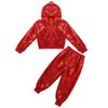 Kinder Jungen Mädchen Glitzernde Pailletten Langarm Hip Hop Jazz Street Dance Kostüme Langarm Kapuzenjacke Hosen Set