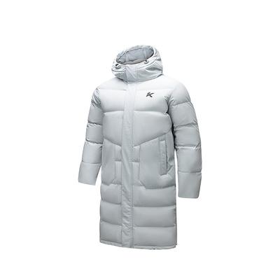 Thompson KT Basketball Series Letter Zipper Hooded Comfortable Breathable Versatile Long Down Jacket Men Outerwear Cloud-Gray 152511904-1