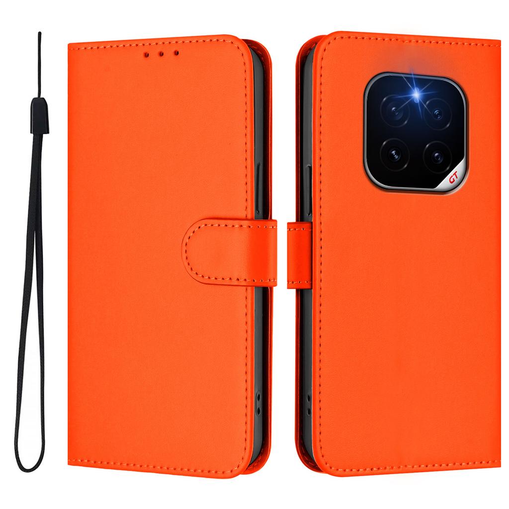 For Honor GT Pro Case Solid Color Wallet Leather Phone Cover with Strap