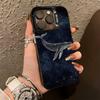 Line W-Whale Phone Case For iPhone 17,16,15,14,13,12,11 Plus,Pro Max,XS,Colored Silver Plated Inside Cover