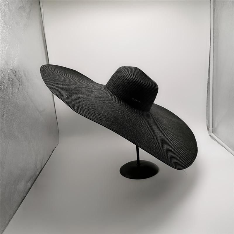 Summer 2022 New Red Large Eaves Lace Strap Ladies Beach Hat Sun Shade Straw Hat 23cm Collapsible Oversized Beach Hat